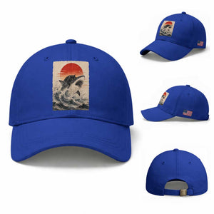 Black Cat Hunting Shark Ukiyo e Ocean Art Baseball Cap Funny Japanese Style Graphic TS11 Baseball Cap Universal Fit Royal Blue Print Your Wear
