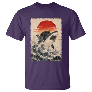 Black Cat Hunting Shark Ukiyo e Ocean Art T Shirt Funny Japanese Style Graphic TS11 Purple Print Your Wear