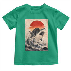 Black Cat Hunting Shark Ukiyo e Ocean Art Toddler T Shirt Funny Japanese Style Graphic TS11 Irish Green Print Your Wear