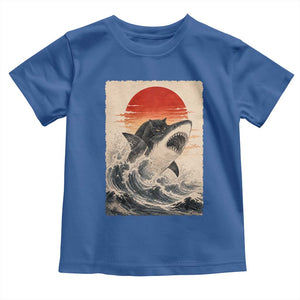 Black Cat Hunting Shark Ukiyo e Ocean Art Toddler T Shirt Funny Japanese Style Graphic TS11 Royal Blue Print Your Wear