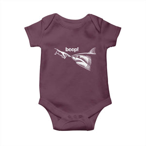 Boop Shark Meme Baby Onesie Funny Nose Touch Shark Lovers Ocean Life TS11 Maroon Print Your Wear