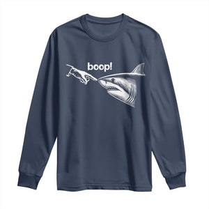 Boop Shark Meme Long Sleeve Shirt Funny Nose Touch Shark Lovers Ocean Life TS11 Navy Print Your Wear