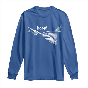 Boop Shark Meme Long Sleeve Shirt Funny Nose Touch Shark Lovers Ocean Life TS11 Royal Blue Print Your Wear