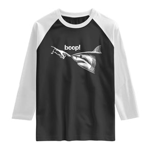 Boop Shark Meme Raglan Shirt Funny Nose Touch Shark Lovers Ocean Life TS11 Black White Print Your Wear