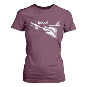 Boop Shark Meme T Shirt For Women Funny Nose Touch Shark Lovers Ocean Life TS11 Maroon Print Your Wear