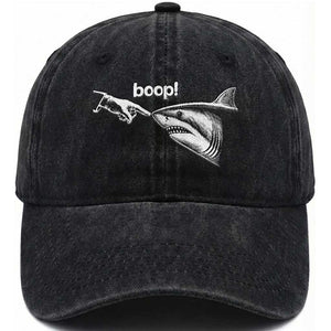 Boop Shark Meme Washed Cotton Baseball Cap Funny Nose Touch Shark Lovers Ocean Life TS11 Print Your Wear