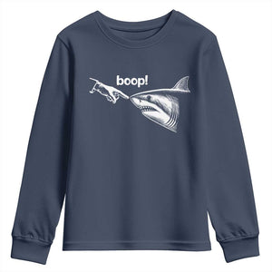 Boop Shark Meme Youth Sweatshirt Funny Nose Touch Shark Lovers Ocean Life TS11 Navy Print Your Wear