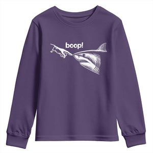 Boop Shark Meme Youth Sweatshirt Funny Nose Touch Shark Lovers Ocean Life TS11 Purple Print Your Wear
