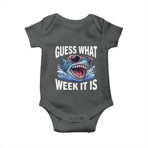 Funny Shark Guess What Week It Is Baby Onesie Shark Awareness Support Ocean Summer TS11 Dark Heather Print Your Wear