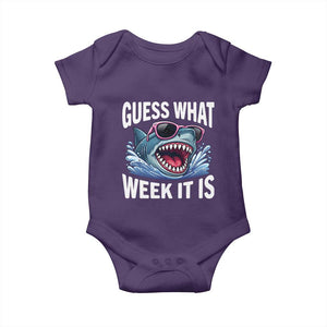 Funny Shark Guess What Week It Is Baby Onesie Shark Awareness Support Ocean Summer TS11 Purple Print Your Wear