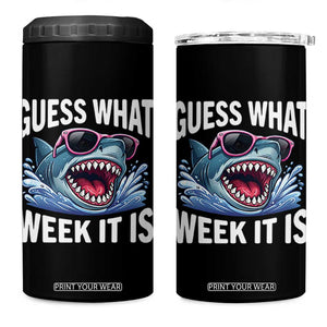 Funny Shark Guess What Week It Is 4 in 1 Can Cooler Tumbler Shark Awareness Support Ocean Summer TS11 One Size: 16 oz Black Print Your Wear