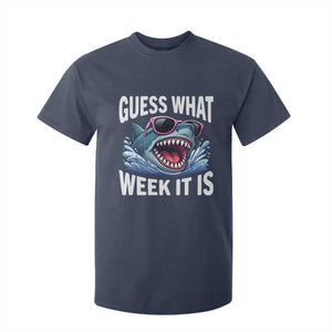 Funny Shark Guess What Week It Is T Shirt For Kid Shark Awareness Support Ocean Summer TS11 Navy Print Your Wear