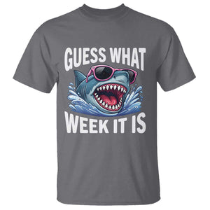 Funny Shark Guess What Week It Is T Shirt Shark Awareness Support Ocean Summer TS11 Charcoal Print Your Wear