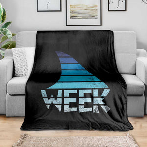 Funny Shark Fin Week Retro Ocean Wildlife Vintage Throw Blanket TS11 Print Your Wear