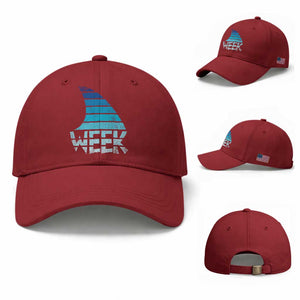 Funny Shark Fin Week Retro Ocean Wildlife Vintage Baseball Cap TS11 Baseball Cap Universal Fit Cherry Red Print Your Wear
