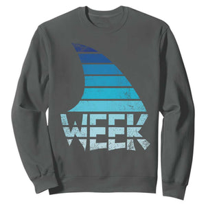 Funny Shark Fin Week Retro Ocean Wildlife Vintage Sweatshirt TS11 Dark Heather Print Your Wear
