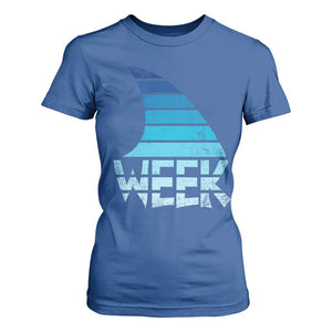 Funny Shark Fin Week Retro Ocean Wildlife Vintage T Shirt For Women TS11 Royal Blue Print Your Wear