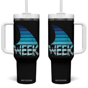 Funny Shark Fin Week Retro Ocean Wildlife Vintage Tumbler With Handle TS11 One Size: 40 oz Black Print Your Wear