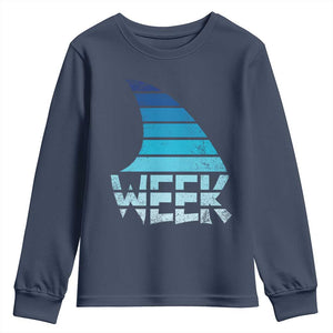 Funny Shark Fin Week Retro Ocean Wildlife Vintage Youth Sweatshirt TS11 Navy Print Your Wear