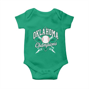 Oklahoma Champions 2026 Baby Onesie Baseball Pennant Flag Graphic TS11 Irish Green Print Your Wear