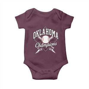 Oklahoma Champions 2026 Baby Onesie Baseball Pennant Flag Graphic TS11 Maroon Print Your Wear