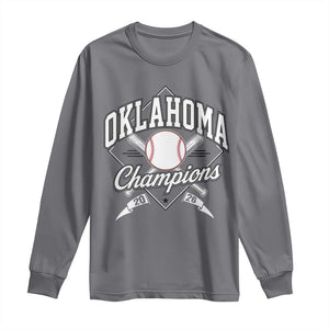 Oklahoma Champions 2026 Long Sleeve Shirt Baseball Pennant Flag Graphic TS11 Charcoal Print Your Wear