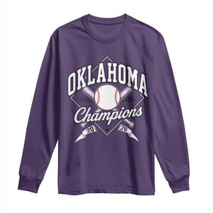 Oklahoma Champions 2026 Long Sleeve Shirt Baseball Pennant Flag Graphic TS11 Purple Print Your Wear