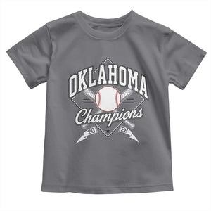 Oklahoma Champions 2026 Toddler T Shirt Baseball Pennant Flag Graphic TS11 Charcoal Print Your Wear