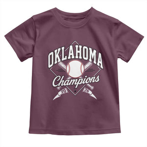 Oklahoma Champions 2026 Toddler T Shirt Baseball Pennant Flag Graphic TS11 Maroon Print Your Wear