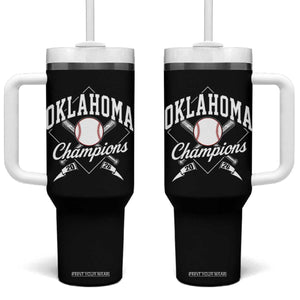 Oklahoma Champions 2026 Tumbler With Handle Baseball Diamond Pennant Flag Graphic TS11 One Size: 40 oz Black Print Your Wear