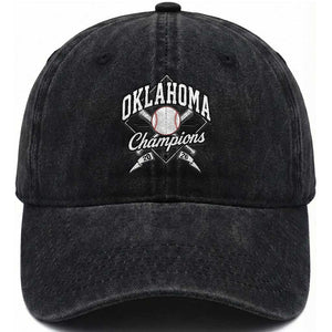 Oklahoma Champions 2026 Washed Cotton Baseball Cap Baseball Diamond Pennant Flag Graphic TS11 Print Your Wear
