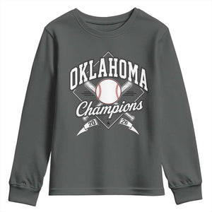 Oklahoma Champions 2026 Youth Sweatshirt Baseball Pennant Flag Graphic TS11 Dark Heather Print Your Wear