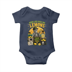When Life Gives You Lemons Throw Them At People Baby Onesie Skeleton Lemon Jokes TS11 Navy Print Your Wear