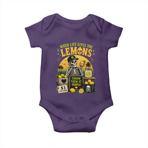 When Life Gives You Lemons Throw Them At People Baby Onesie Skeleton Lemon Jokes TS11 Purple Print Your Wear