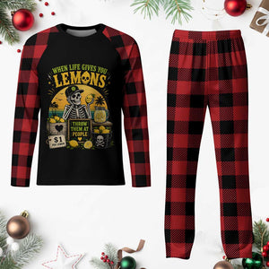 When Life Gives You Lemons Throw Them At People Plaid Pajama Set Skeleton Lemon Jokes TS11 Buffalo Plaid Print Your Wear