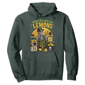 When Life Gives You Lemons Throw Them At People Hoodie Skeleton Lemon Jokes TS11 Dark Forest Green Print Your Wear