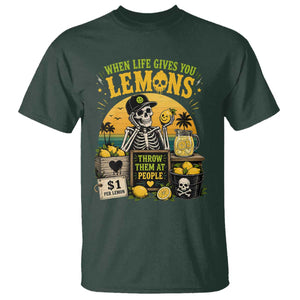 When Life Gives You Lemons Throw Them At People T Shirt Skeleton Lemon Jokes TS11 Dark Forest Green Print Your Wear