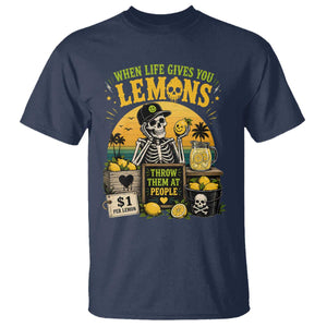When Life Gives You Lemons Throw Them At People T Shirt Skeleton Lemon Jokes TS11 Navy Print Your Wear