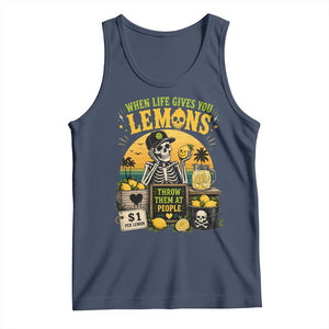 When Life Gives You Lemons Throw Them At People Tank Top Skeleton Lemon Jokes TS11 Navy Print Your Wear