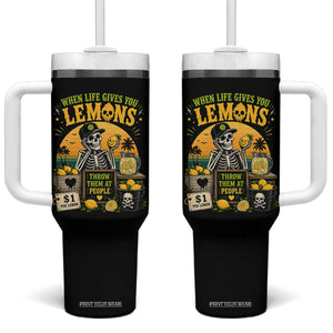 When Life Gives You Lemons Throw Them At People Tumbler With Handle Skeleton Lemon Jokes