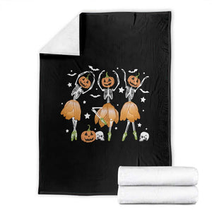 Funny Halloween Throw Blanket Ballerina Pumpkin Skeleton Pumpkin Flower TS11 Black Print Your Wear