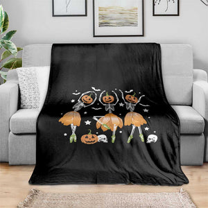 Funny Halloween Throw Blanket Ballerina Pumpkin Skeleton Pumpkin Flower TS11 Print Your Wear