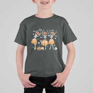 Funny Halloween T Shirt For Kid Ballerina Pumpkin Skeleton Pumpkin Flower TS11 Dark Heather Print Your Wear