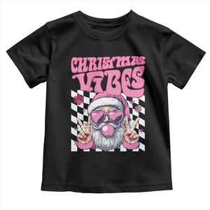 Funny Pink Santa Christmas Baby Shirt Christmas Vibes Checkboard TS11 Black Print Your Wear