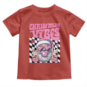 Funny Pink Santa Christmas Baby Shirt Christmas Vibes Checkboard TS11 Red Print Your Wear