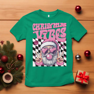 Funny Pink Santa Christmas T Shirt Christmas Vibes Checkboard TS11 Irish Green Print Your Wear