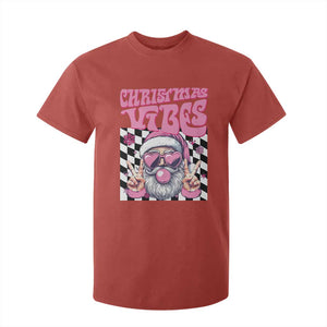 Funny Pink Santa Christmas T Shirt For Kid Christmas Vibes Checkboard TS11 Red Print Your Wear