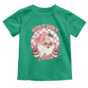 Funny Christmas Baby Shirt Holly Jolly Vibes Retro Pink Santa TS11 Irish Green Print Your Wear