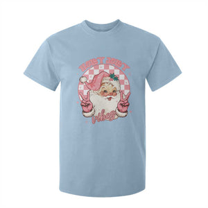 Funny Christmas T Shirt For Kid Holly Jolly Vibes Retro Pink Santa TS11 Light Blue Print Your Wear