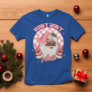 Funny Pink Christmas Retro Black Santa T Shirt Holly Jolly Vibes TS11 Royal Blue Print Your Wear